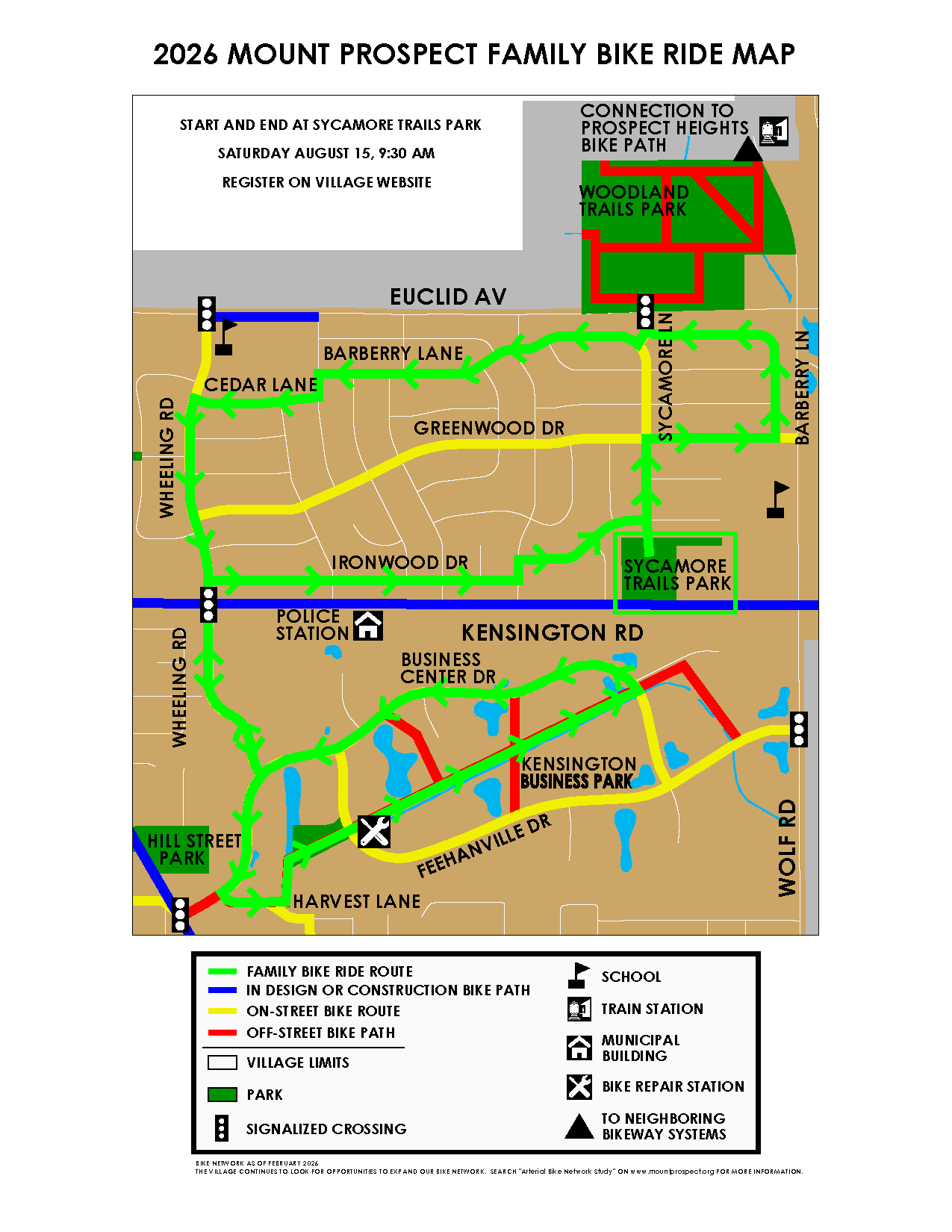 Map displaying the route for the 2012 Mount Project family bike ride