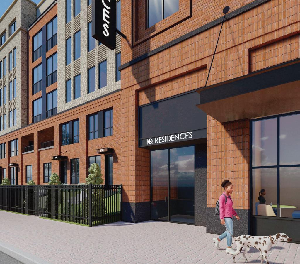 Architectural rendering of a new corner building