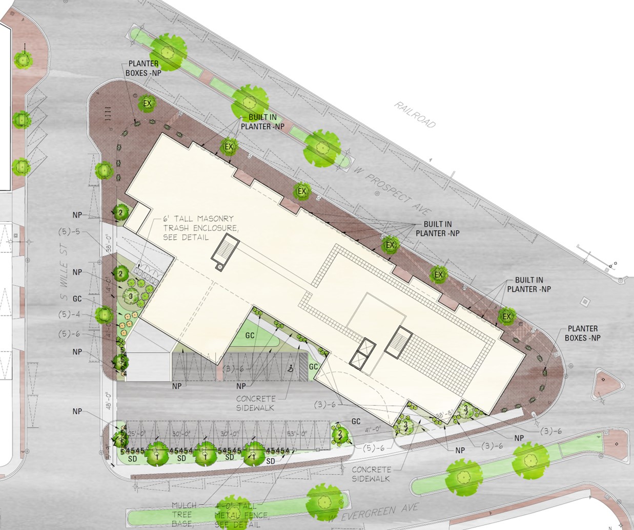 Site plan of the new building