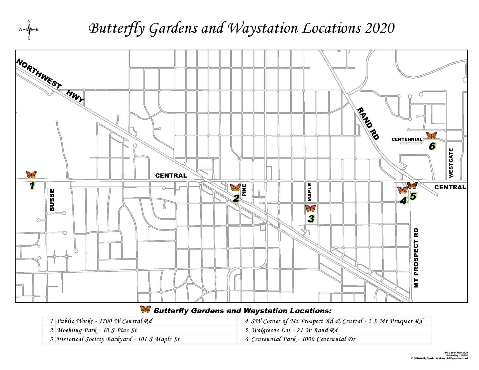 BUTTERFLY GARDEN AND MONARCH WAYSTATION map 2020