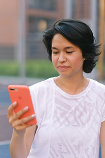 lady looking at phone