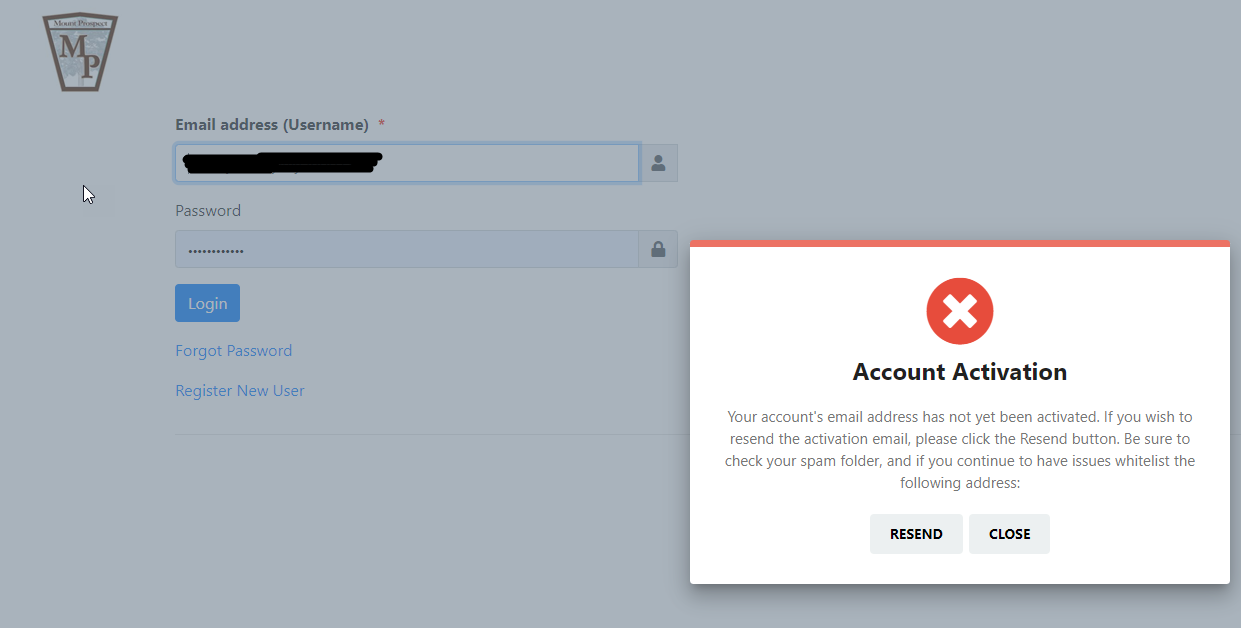 Account Activation Error