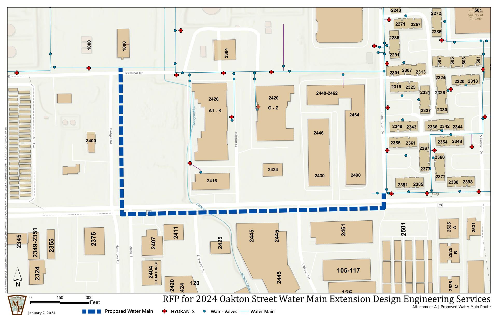 Oakton Street Water Main Extension_New map